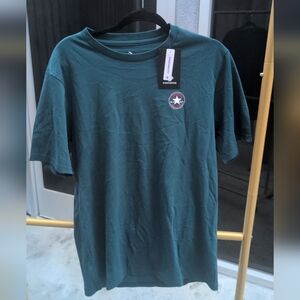 Converse Men's Teal Crewneck T-Shirt with Star Patch Size M